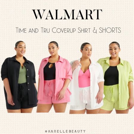 Walmart Time and Tru Cotton Button Front Coverup Shirt and shorts. 

#LTKplussize #LTKSeasonal #LTKfindsunder50