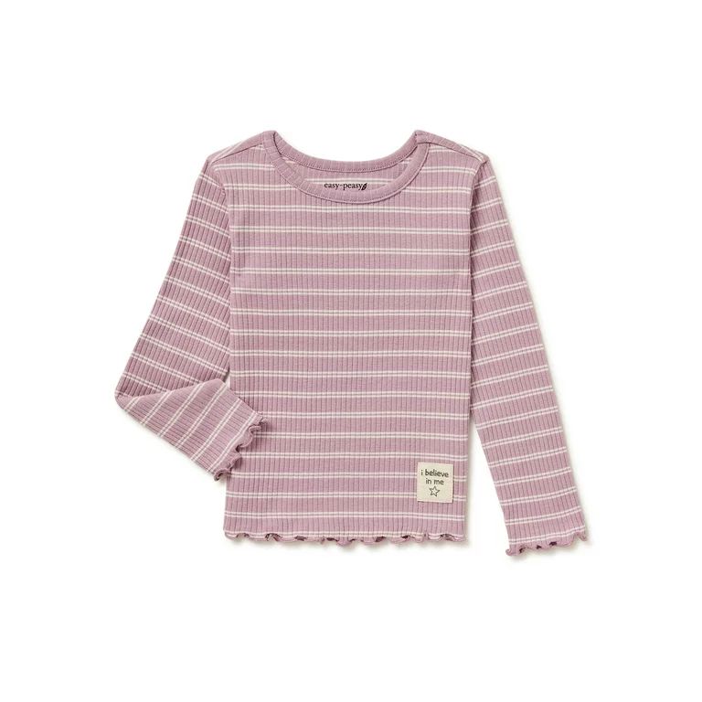 easy-peasy Baby and Toddler Girls Long Sleeve Lettuce Edge Top, Sizes 12 Months-5T | Walmart (US)