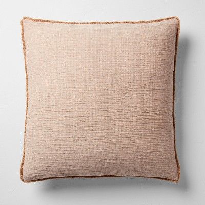 Euro 26&#39;&#39;x26&#39;&#39; Textured Chambray Cotton Decorative Throw Pillow Warm Brown - Casa... | Target