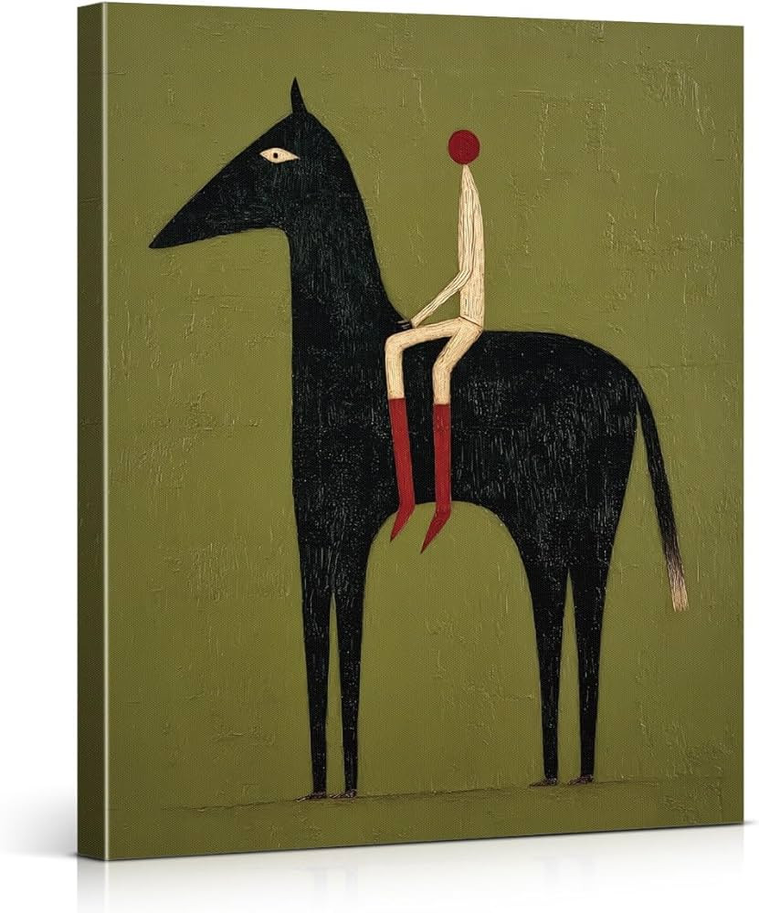 Abstract Horse Figure Wall Art Vintage Equestrian Canvas Print Poster Minimalist Wall Decor for H... | Amazon (US)