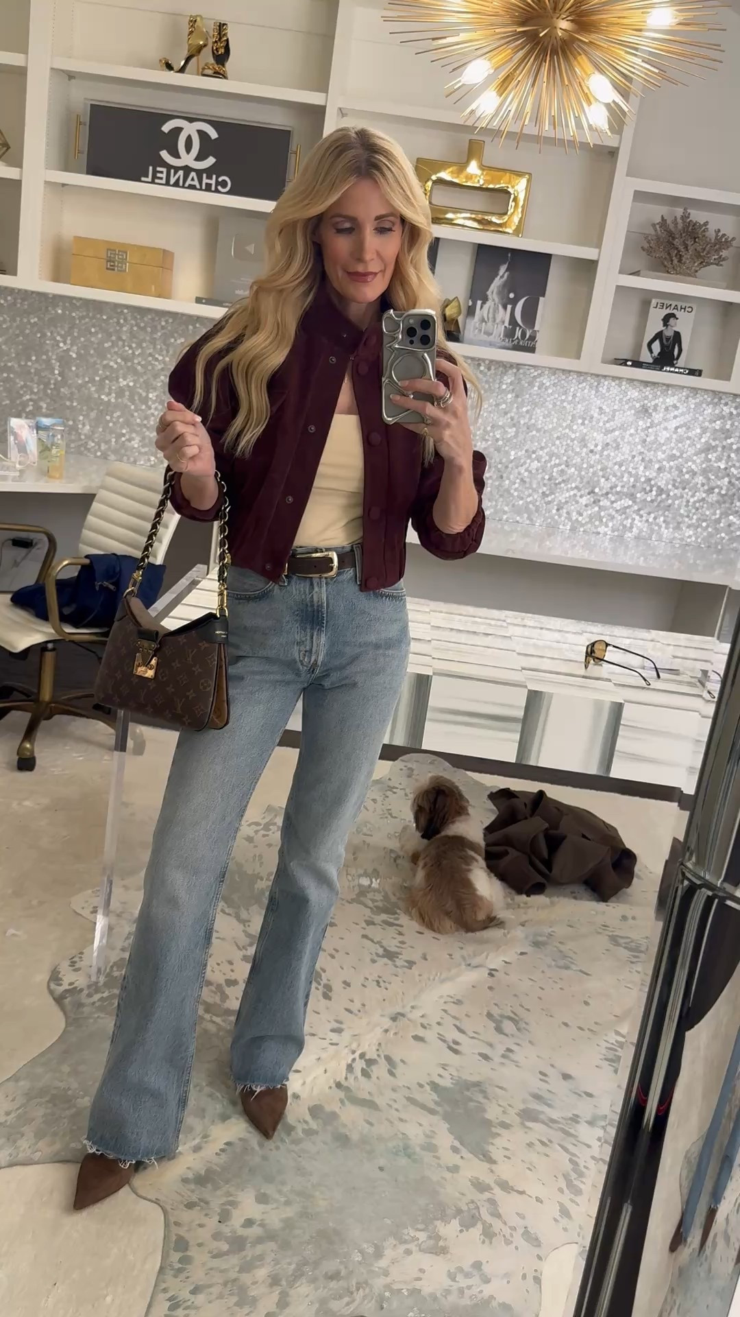 The coolest new jacket I’ve added to my wardrobe lately 🤎
This burgundy suede cropped bomber is such an easy, elevated layer. I love the high collar and the slightly cropped cut — it instantly makes any outfit feel cool without trying too hard. You can dress it up or down, and it works with so many looks.

I paired it with these high-waisted flared jeans by AGOLDE and they are chef’s kiss. The light wash, raw edge hem, and flattering flare make your legs look miles long. Bonus: they’re actually comfortable and extremely slimming — which we love.

✨ Jacket runs true to size — I’m wearing an XS
✨ Denim runs true to size — I’m wearing a 24

This is one of those outfits you’ll reach for again and again. Effortless, flattering, and timeless with a modern edge.



#LTKOver40 #LTKootd #LTKgrwm