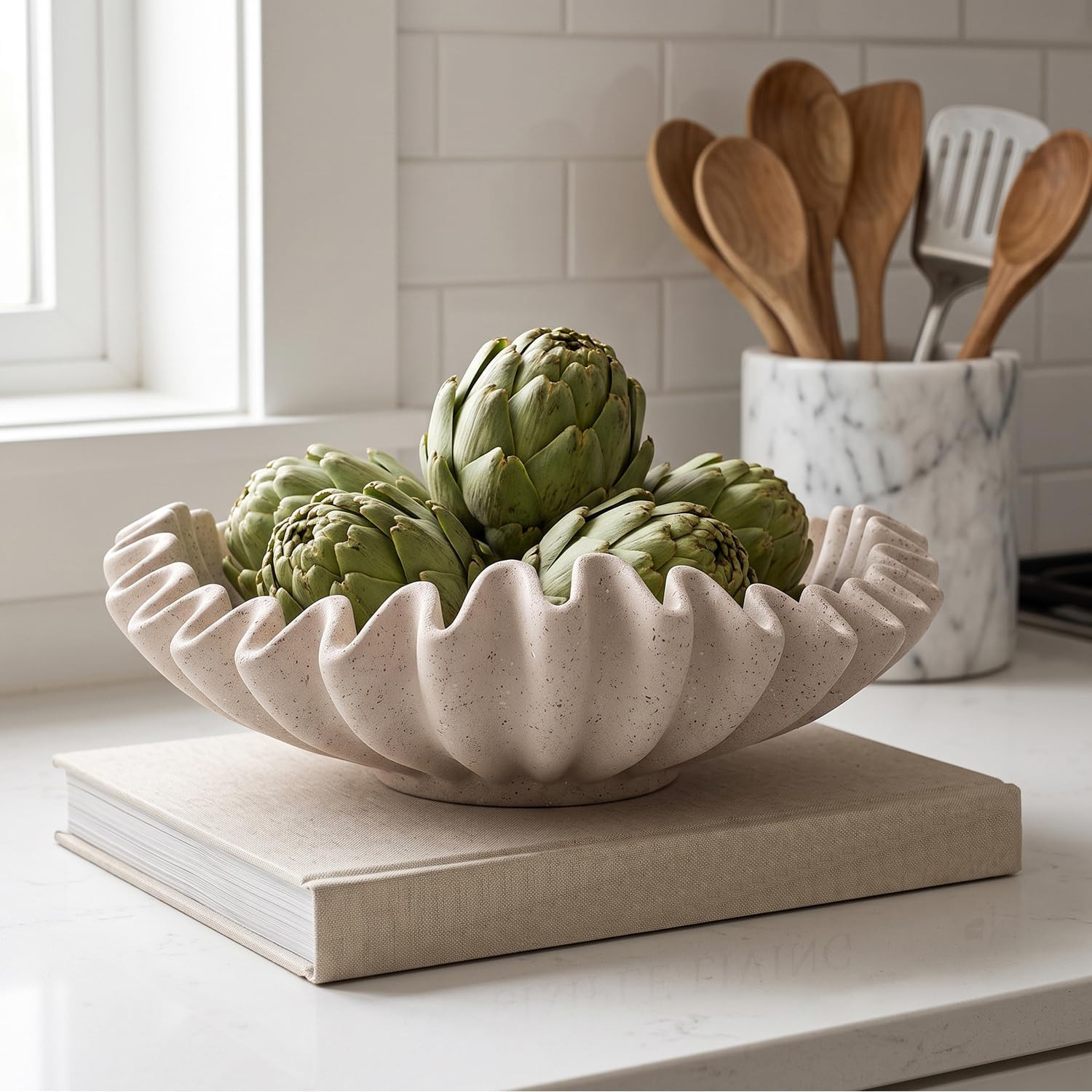 Decorative Bowl for Coffee Table, Modern Handcraft Ruffle Entryway Key Bowl | Amazon (US)