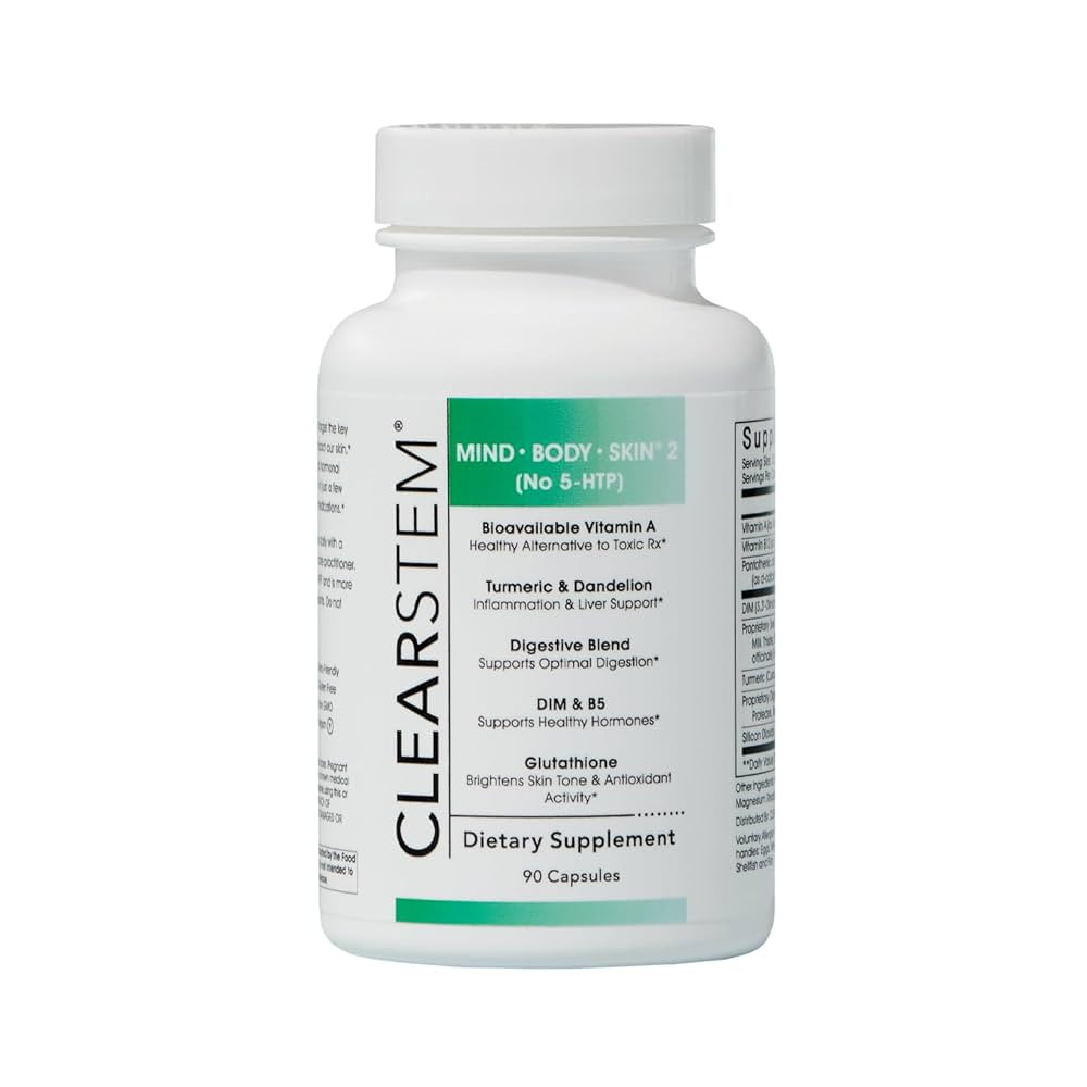 CLEARSTEM - MINDBODYSKIN Hormonal Acne Supplement (No 5-HTP) - Natural DIM Supplement - Skin Care... | Amazon (US)