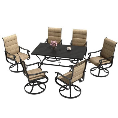 6 - Person Outdoor Dining Set With Rectangular Metal Table | Wayfair North America
