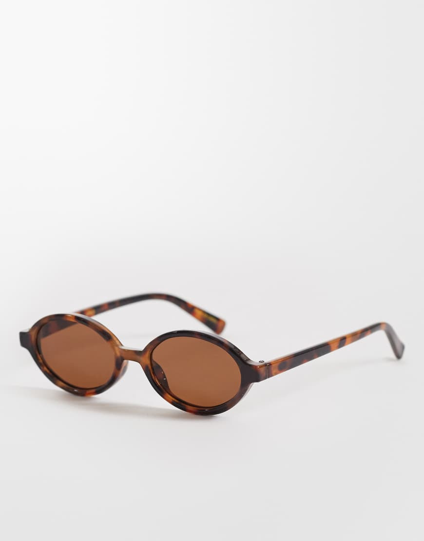 Mango skinny oval sunglasses in brown tortoiseshell | ASOS (Global)