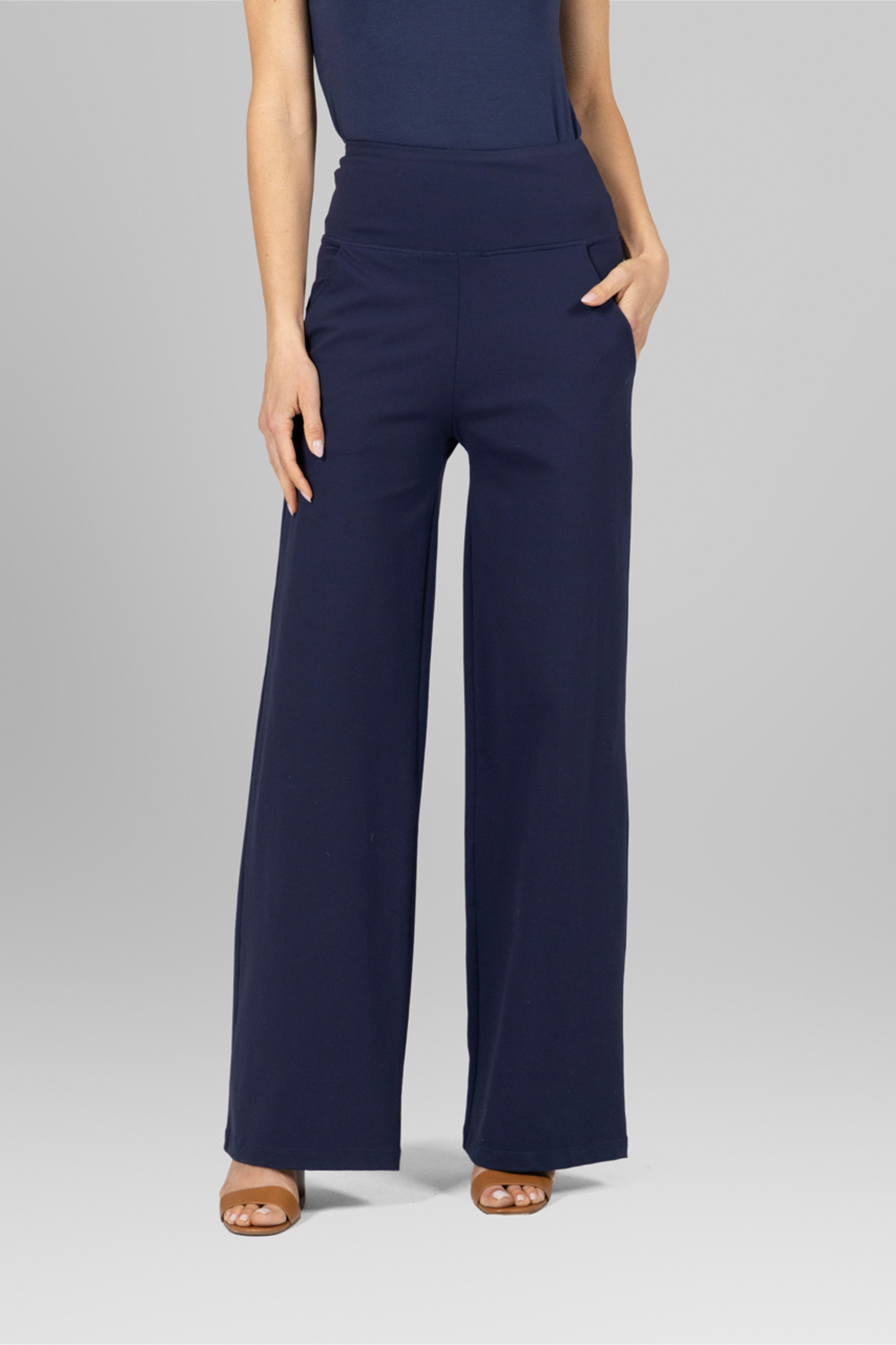 HIGH WAIST WIDE LEG PANT: MARINE NAVY | KIRAGRACE