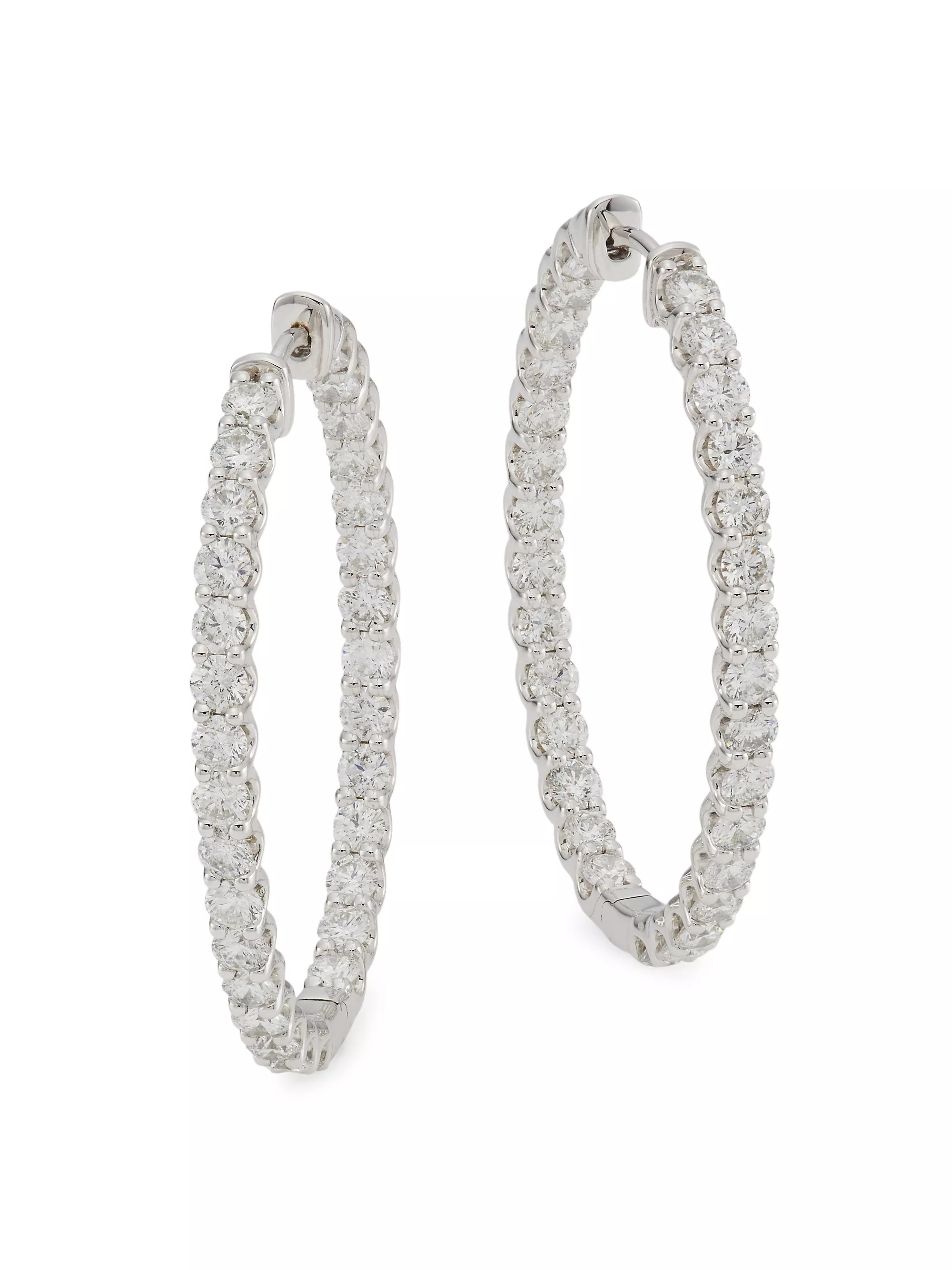 14K White Gold & 4 TCW Diamond Inside-Out Hoop Earrings | Saks Fifth Avenue