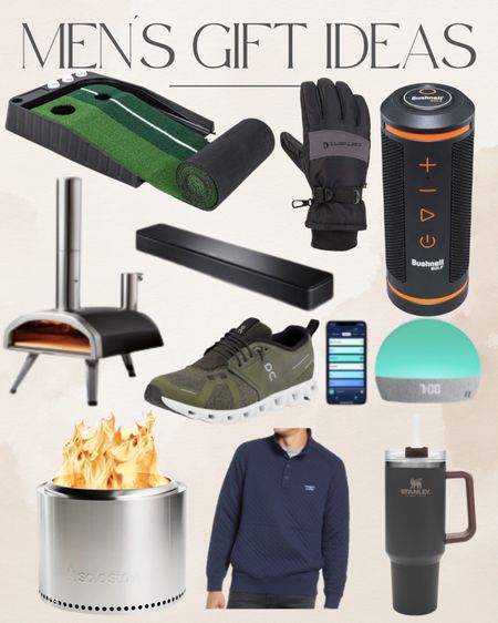 Men’s gift ideas, gifts for dad, gifts for men, gifts for guys, guys gift ideas:

Golf range finder and speaker, putting green, pizza oven, Stanley tumbler, waterproof winter glove, solo stove, on cloud running shoe, Bose sound bar, and quilted pullover 

#LTKHoliday #LTKSeasonal #LTKGiftGuide