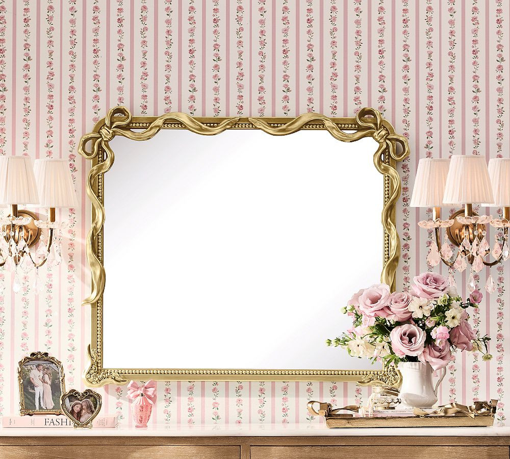 LoveShackFancy Double Bow Mantel Mirror | Pottery Barn (US)