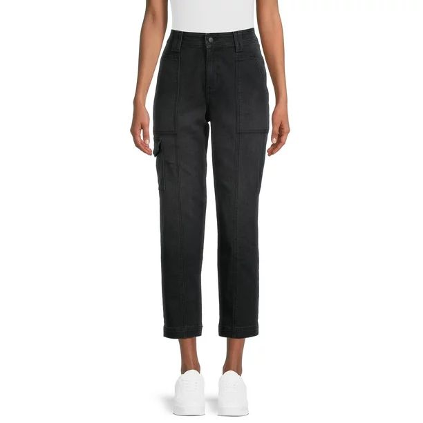 Time and Tru Women's Mid Rise Straight Utility Pants, 27" Inseam | Walmart (US)