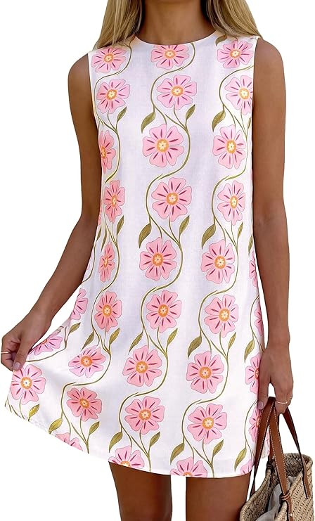 PRETTYGARDEN Sundresses for Women 2026 Summer Elegant Floral A Line Short Party Dress Beach Vacat... | Amazon (US)