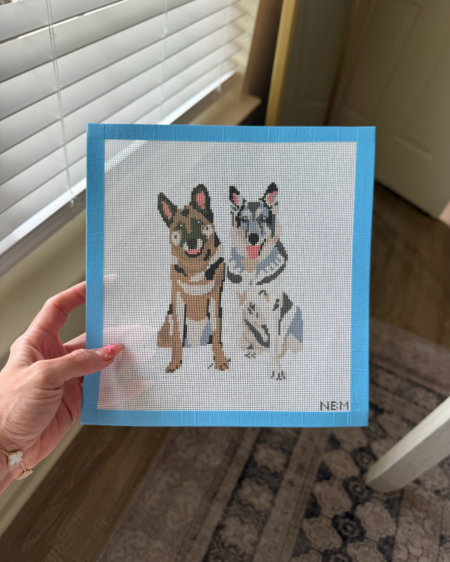 Needlepoint 🤩🪡 Linking everything I ordered to get started & the projects that I am currently working on!

Photo 1: Custom Print of the goodest boys 🐶 
Photo 2: Stitch Please bag to hold all of my thread
Photo 3: Tiny little baby scissors! ✂️ 
Photo 4: Floral Cross Print from Etsy
Photo 5: Project Frame
Photo 6: Flag Canvas
Photo 7: Push Pins to keep projects in place. 💛
Photo 8: Quilted bag by Kenz Kustomz to keep everything in (Code HEATHER10)
Photo 9: Shh Baby Sleeping Canvas
Photo 10: Needle Threader ✨ 
Photo 11: Key Fob / Bookmark Canvas (from KC Needlepoint, not on LTK but so cute that I had to add)! 🌈 
Photo 12: Thread Bag

#LTKdayinmylife #LTKSeasonal #LTKHome
