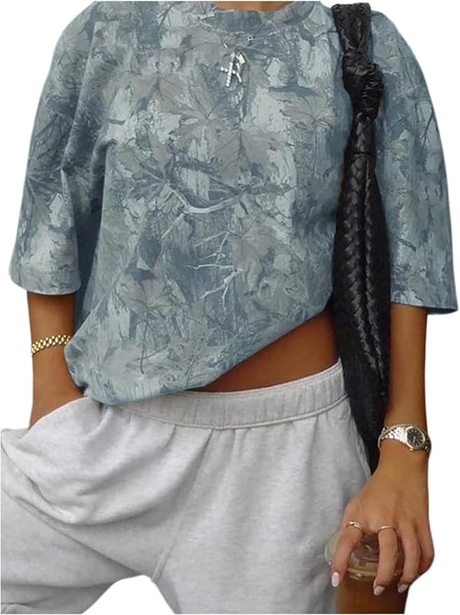 SOLY HUX Women's Camo T Shirt Crew Neck Short Sleeve Tee Y2k Vintage Summer Tops Streetwear | Amazon (US)