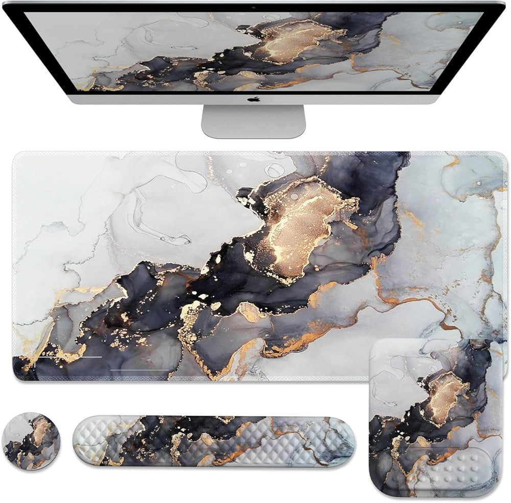 iCasso Desk Mat, 4in1 Gaming Mouse Pad Wrist Support Set, Large Mousepad+Keyboard Wrist Rest+Mous... | Amazon (US)