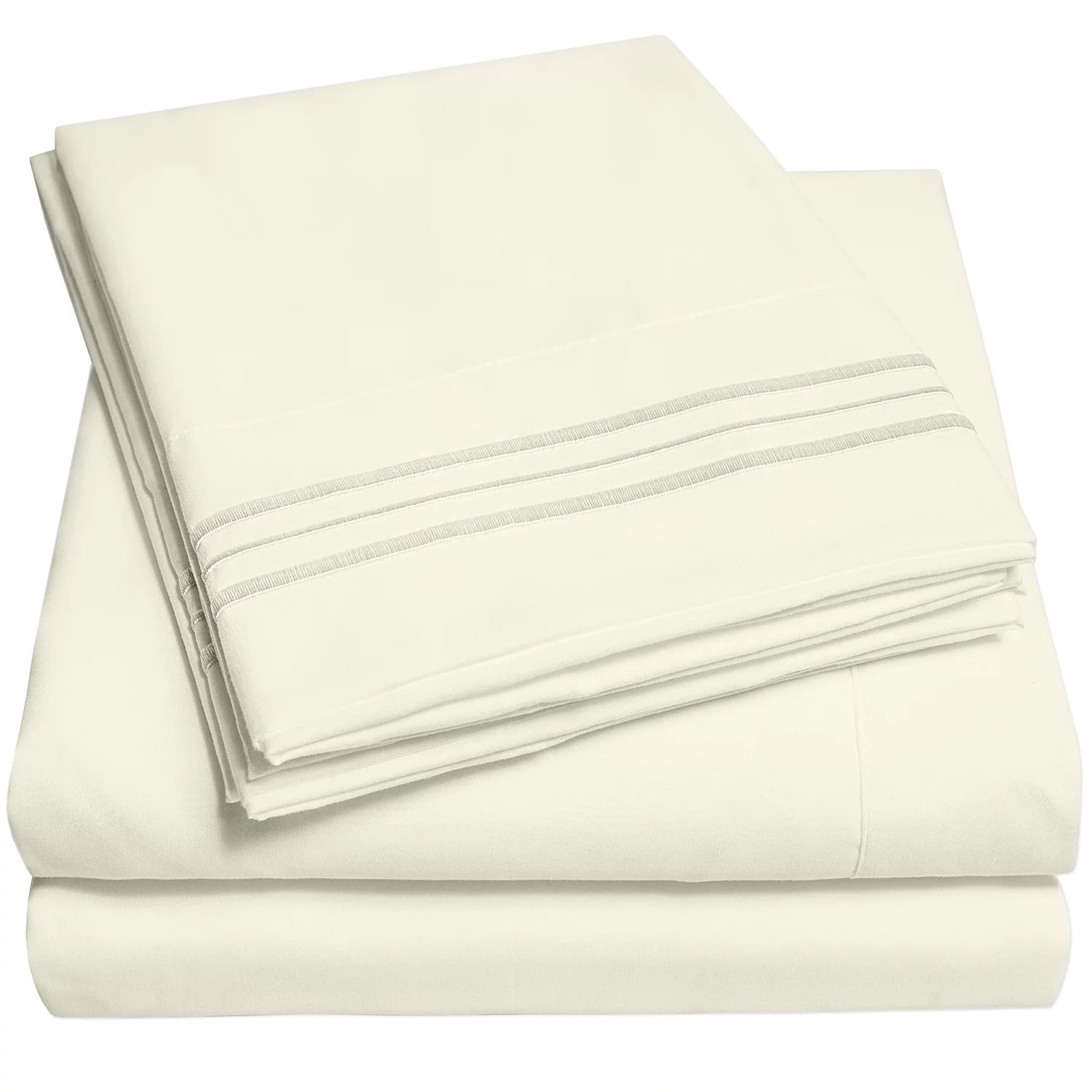 4 Piece Deep Pocket Bedroom Bed Sheet Set King - Ivory - Walmart.com | Walmart (US)