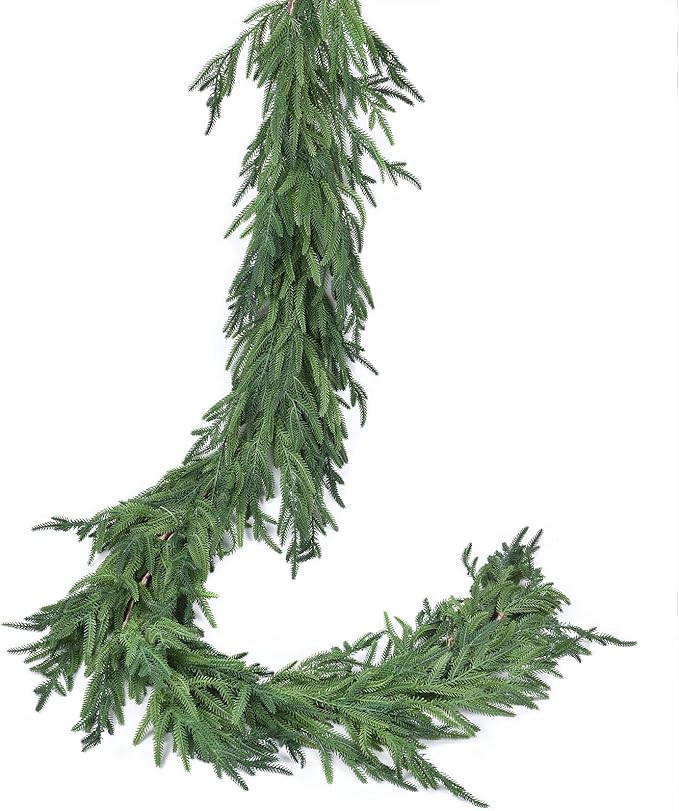 Norfolk Pine Garland Christmas Decoration - 6ft Realistic Norfolk Pine Leaves, Artificial Pine Gr... | Amazon (US)
