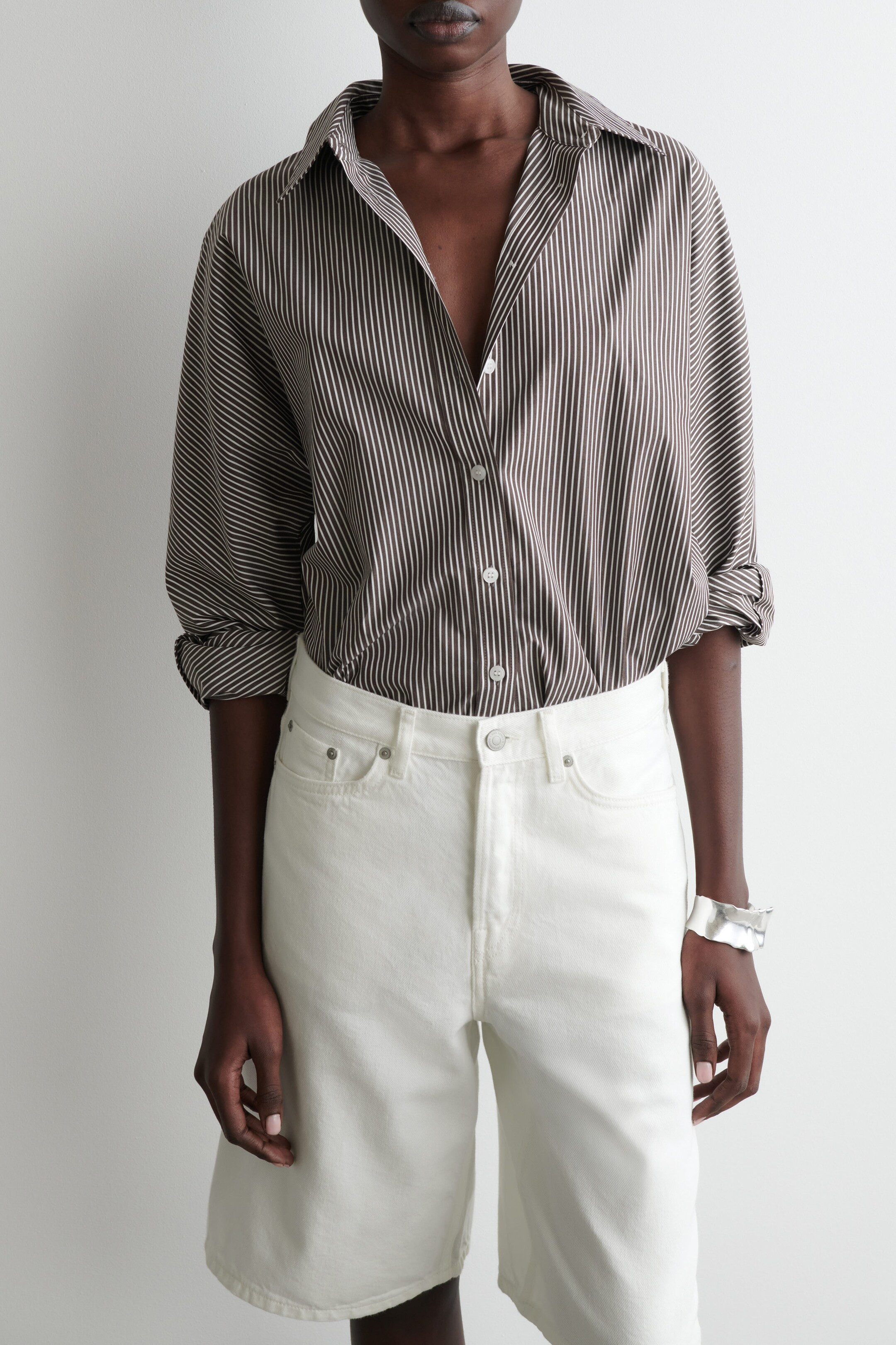 LONGLINE DENIM SHORTS - CHALK | COS UK