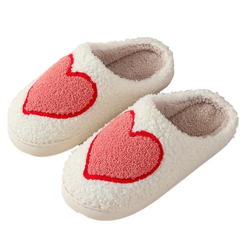 coleyn Cartoon Heart Slippers for Women & Men, Soft Plush, Anti-Slip, Lightweight, Warm, Indoor/Outdoor, Valentine's Day, Size 9-10 Women/8-9 Men, Pink | Amazon (US)