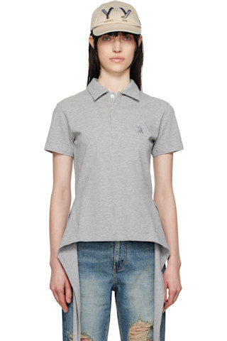 OPEN YY - Gray Trim Polo | SSENSE