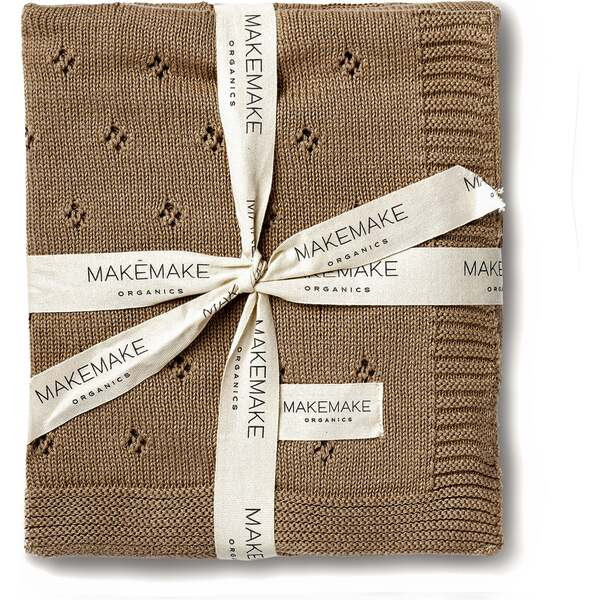 Organic Cotton Pointelle Baby Blanket, Brown | Maisonette