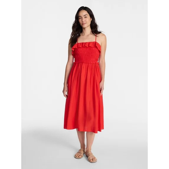 Time and Tru Women's Sleeveless Smocked Midi Dress, Sizes XS-XXXL | Walmart (US)