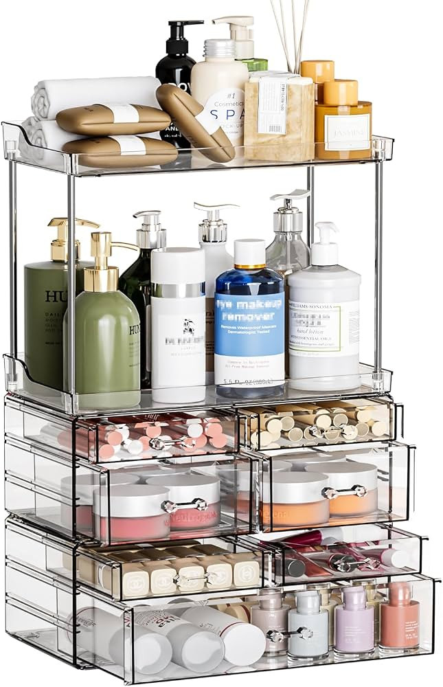 3 Pack Bathroom Organizers and Storage Countertop With 7 Drawers,Stackable Vanity Top Organizer,1... | Amazon (US)