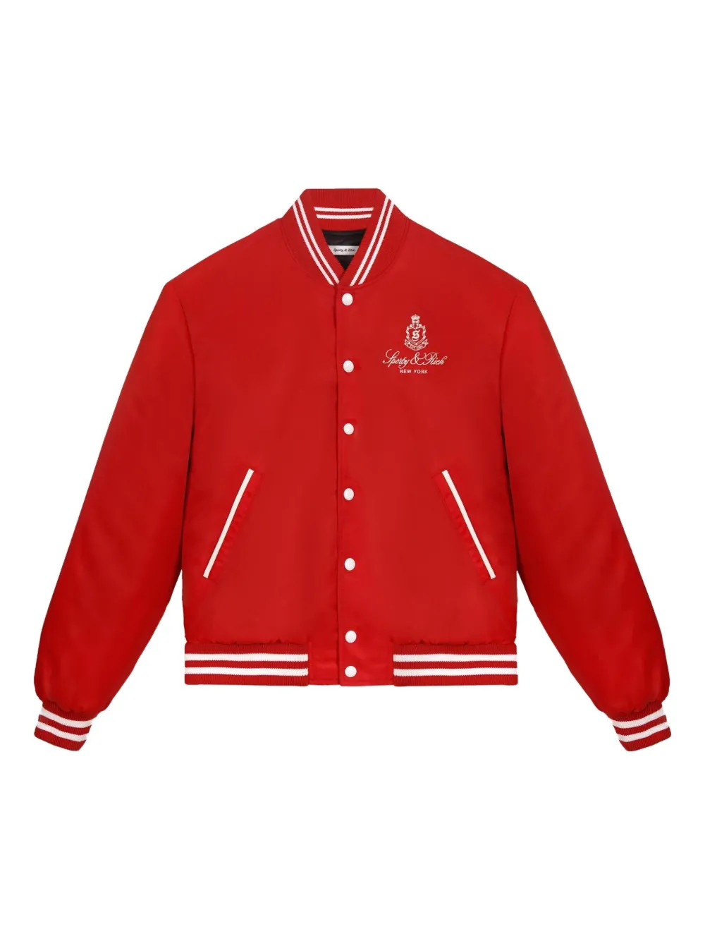 Sporty & Rich Vendome Embroidered Varsity Jacket | Red | FARFETCH | Farfetch Global
