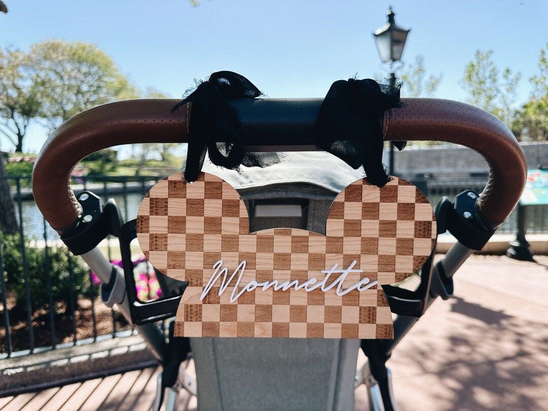Disney Inspired Checkered Ears Stroller Tag WDW Personalized - Etsy | Etsy (US)
