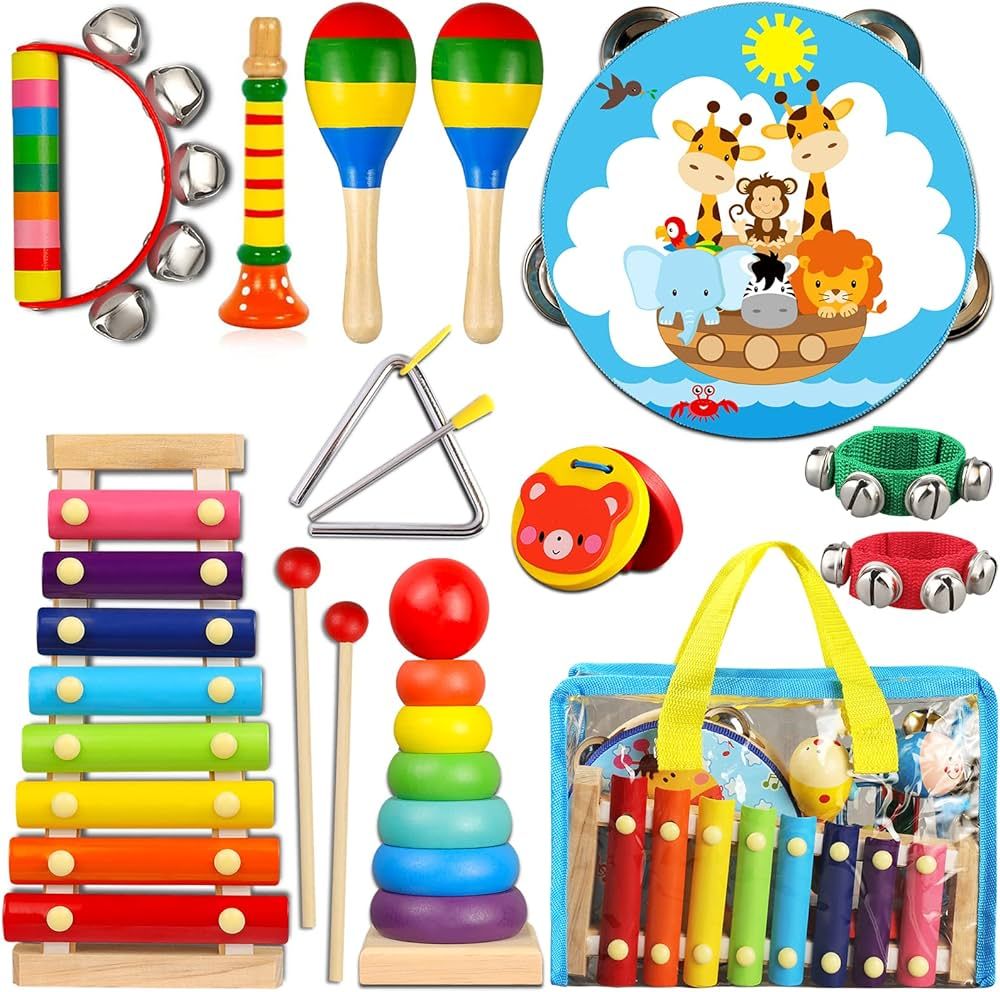LOOIKOOS Toddler Musical Instruments,Wooden Percussion Instruments for Baby Kids Preschool Educat... | Amazon (US)
