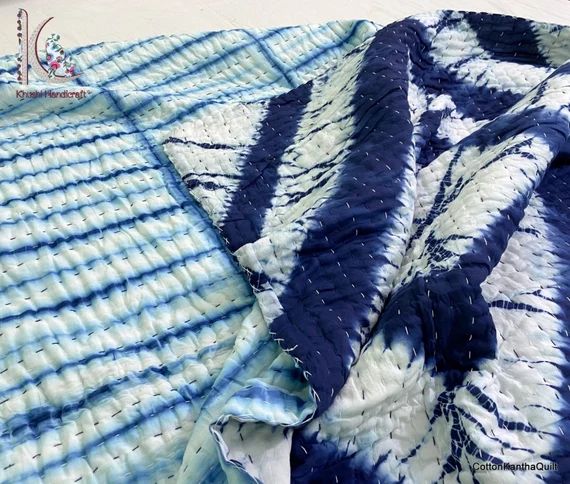 Tie Dye Quilt Hand Dyed Soft Kantha Quilt Shibori Print | Etsy | Etsy (US)