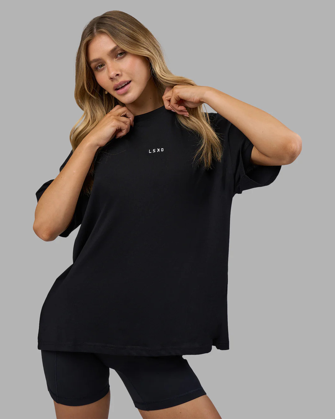 Go-To FLXCotton Oversized Tee - Black-White | LSKD | LSKD