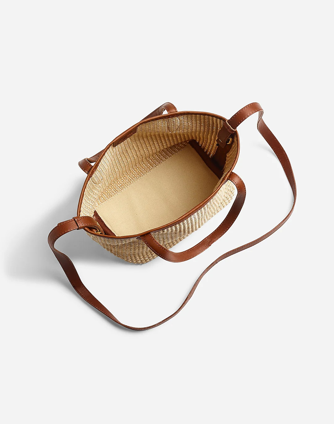 The Mini Shopper Tote in Leather-Trimmed Straw | Madewell