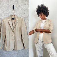 Vintage 1990S Jodi Kristopher Taupe Collared Blazer // Minimal Womens Jacket | Etsy (US)