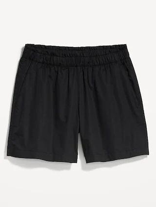 High-Waisted Poplin Pull-On Shorts for Women -- 5-inch inseam | Old Navy (US)