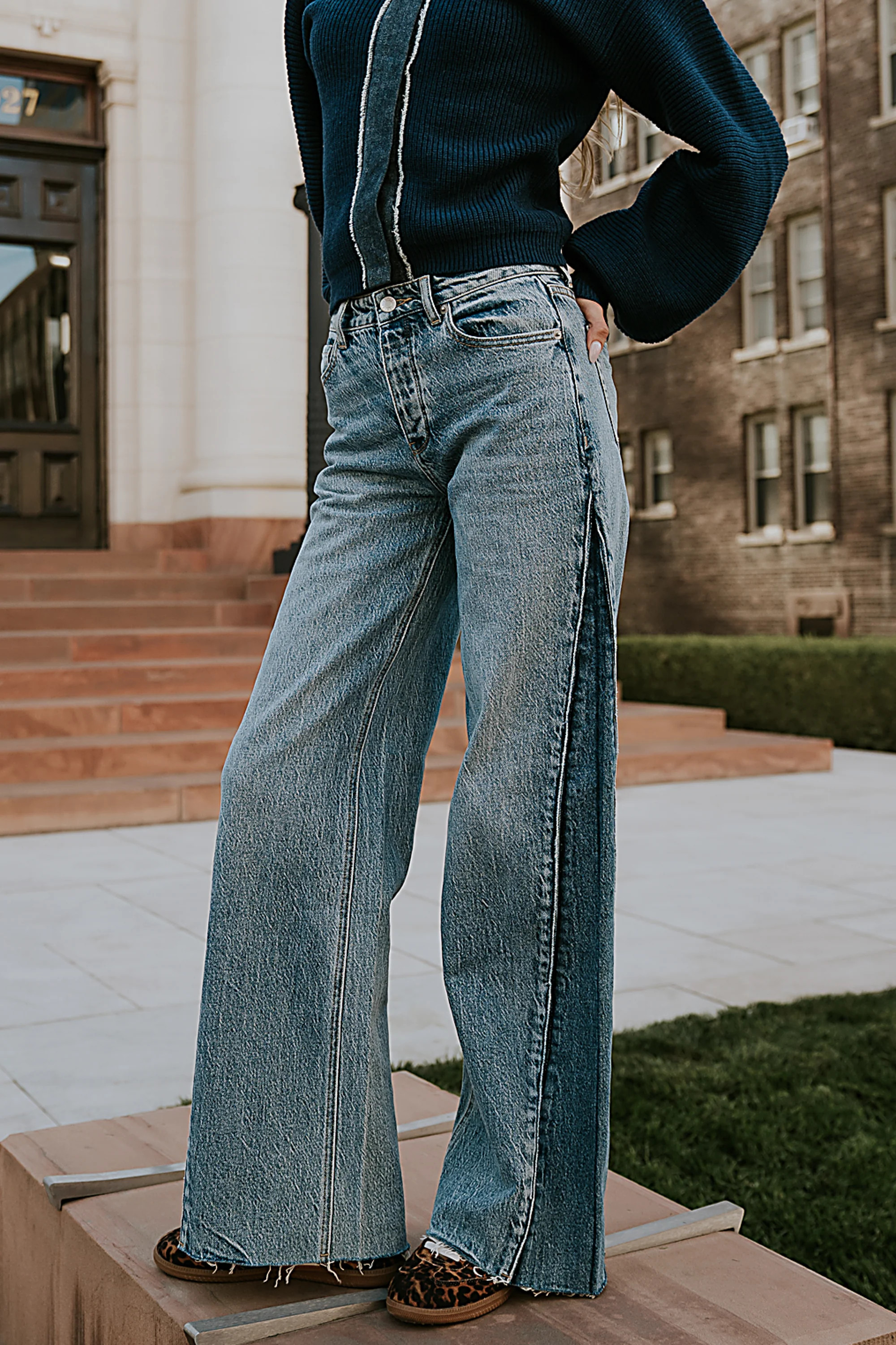 Sofia Contrast Wide Leg Jeans | Böhme US