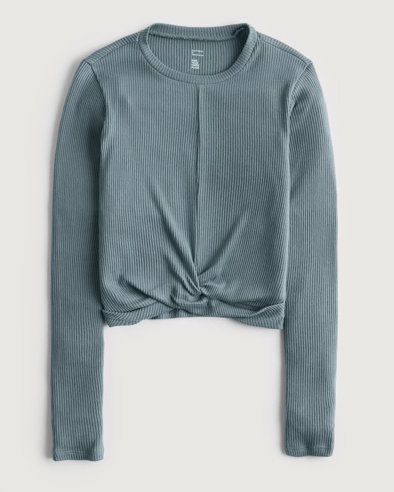 Gilly Hicks Cozy Ribbed Wrap-Front Top | Hollister (US)