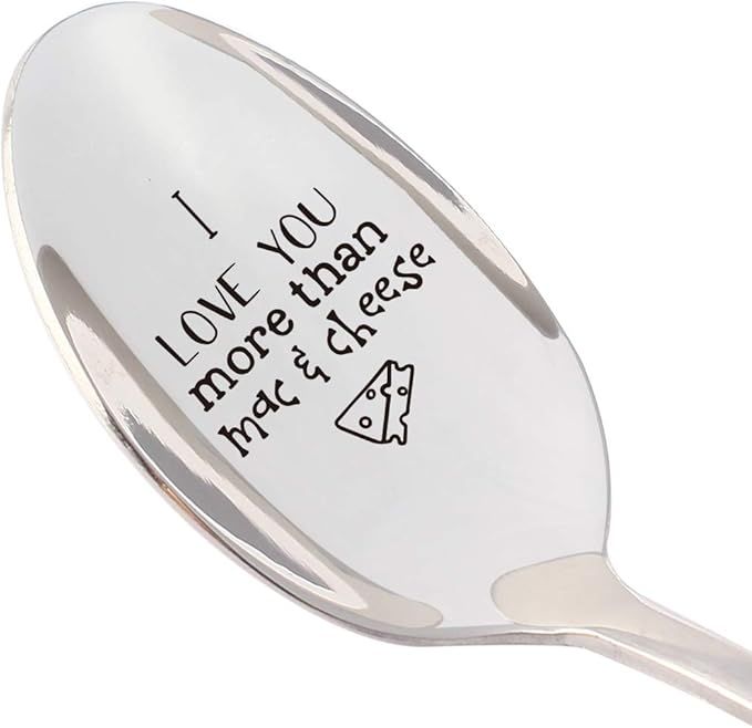 THREE HUMAN I love you more than mac and cheese Funny Engraved Spoon, Gift for Lover, Father, Mot... | Amazon (US)