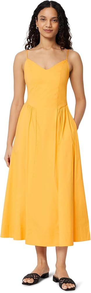Amazon Essentials Women's Fit & Flare Thin Strap Cotton Poplin Midi Dress | Amazon (US)