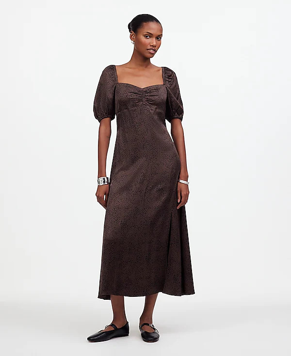 Puff-Sleeve Sweetheart Midi Dress | Madewell | Madewell