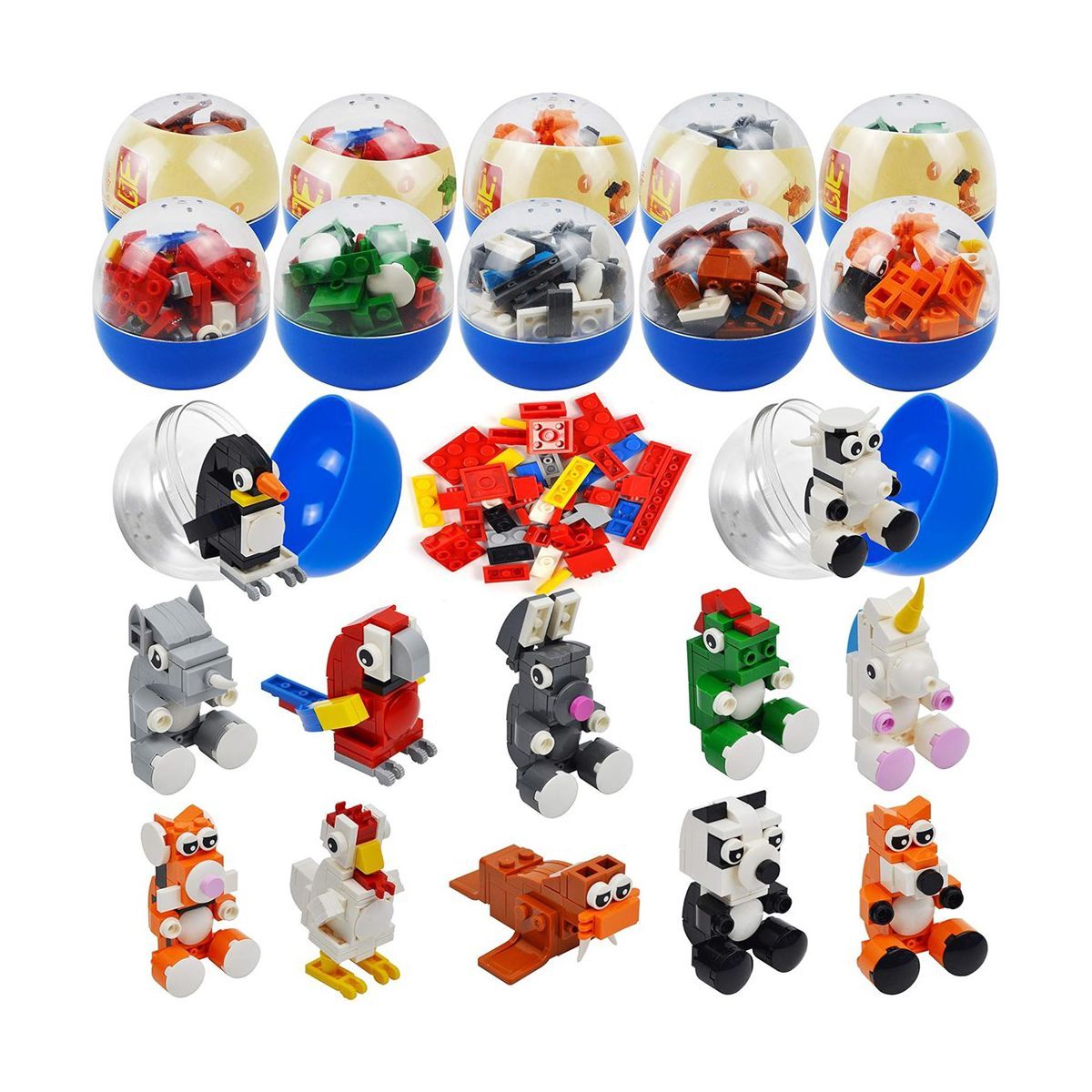 Syncfun 12 Packs Easter Eggs Hunt Prefilled with Adorable Animal Building Blocks for Easter Party... | Target