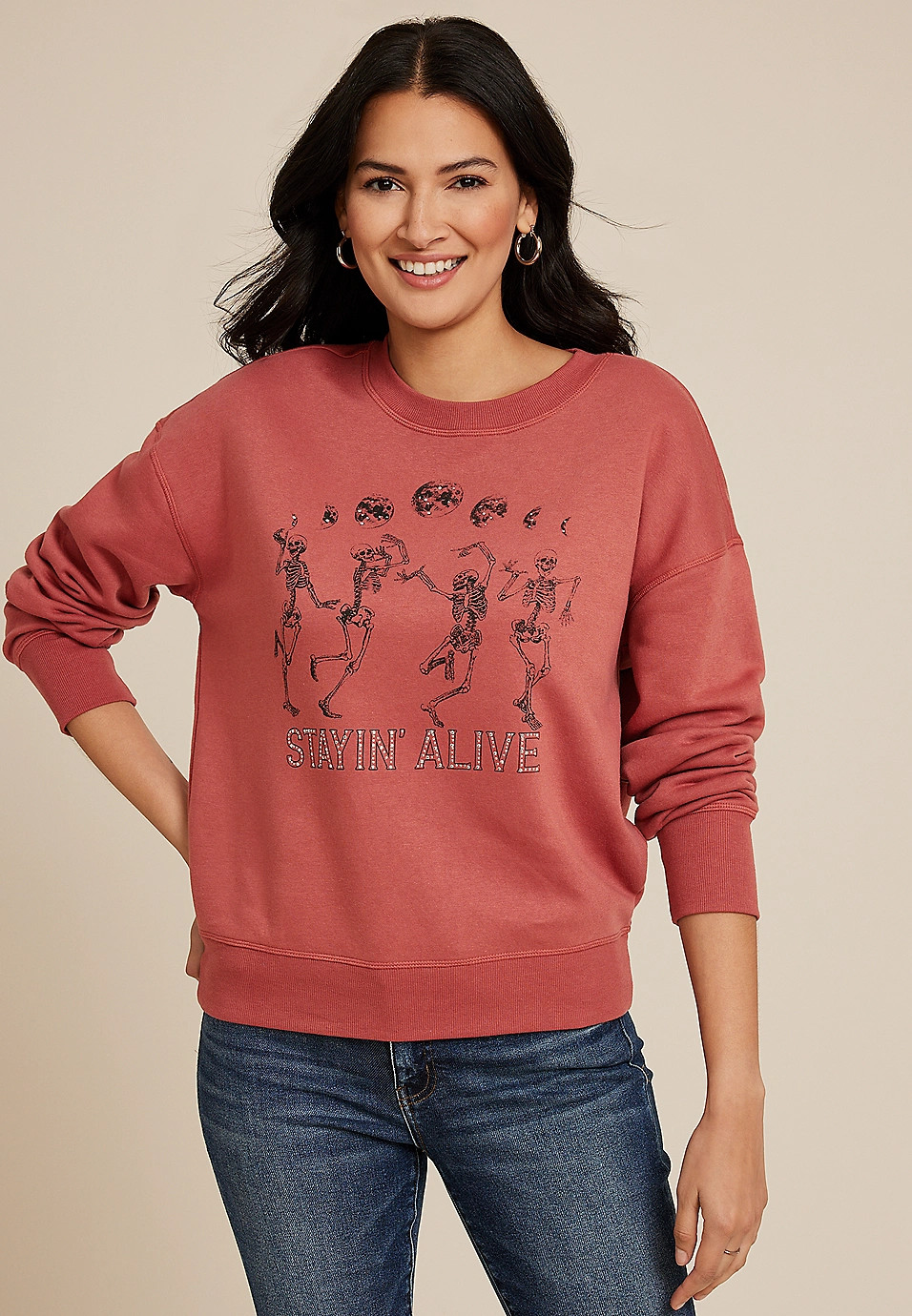Stayin Alive Relaxed Fit Sweatshirt | Maurices