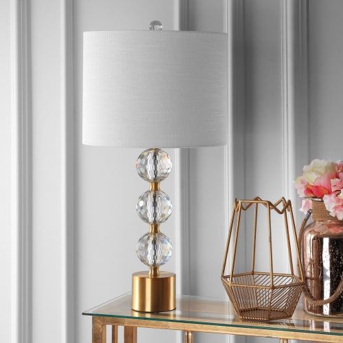 Ashley 25.25" Crystal LED Table Lamp, Clear/Brass by JONATHAN Y - Walmart.com | Walmart (US)