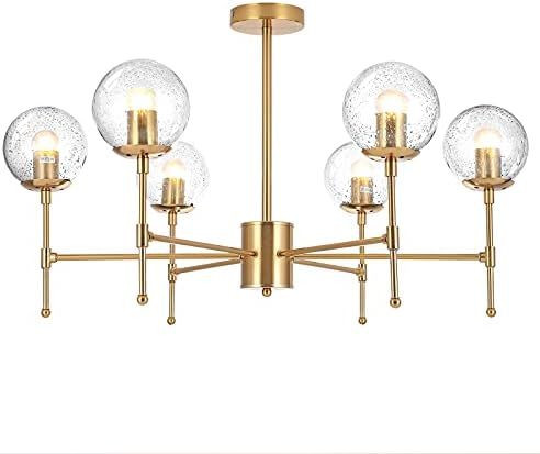 Gold Chandelier, Modern Gold Pendant Light Fixtures for Dining Rooms 6-Light Modern Chandelier Li... | Amazon (US)