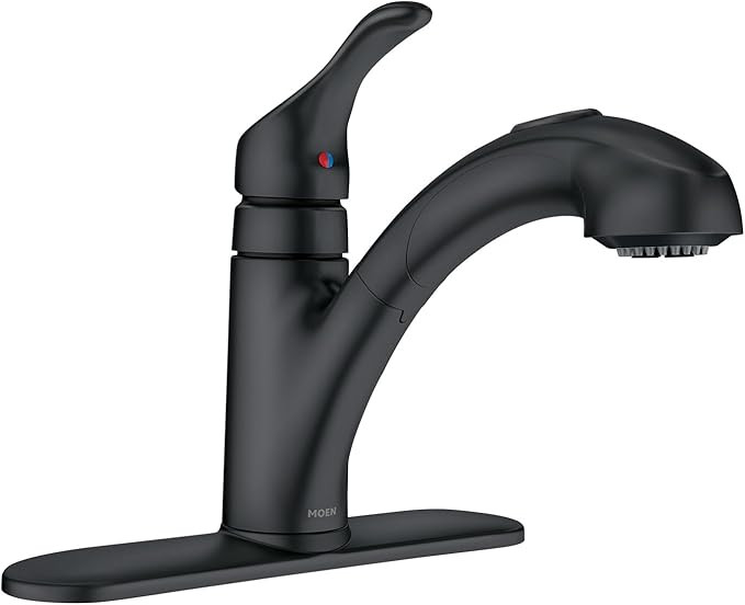 Moen Renzo Matte Black One-Handle Pullout Kitchen or Laundry Faucet Featuring Power Clean, CA8731... | Amazon (US)