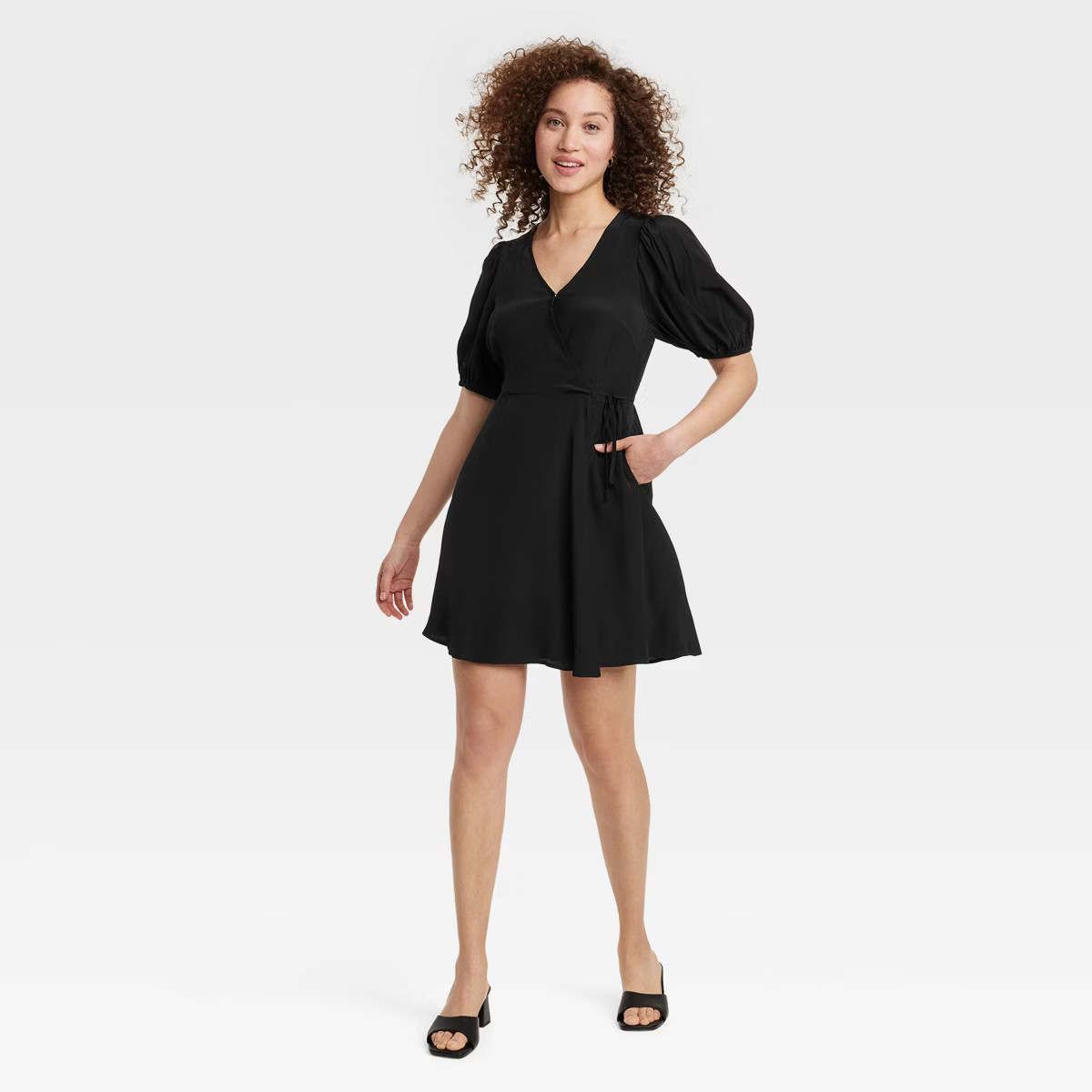 Women's Balloon Short Sleeve Mini Wrap Dress - A New Day™ | Target