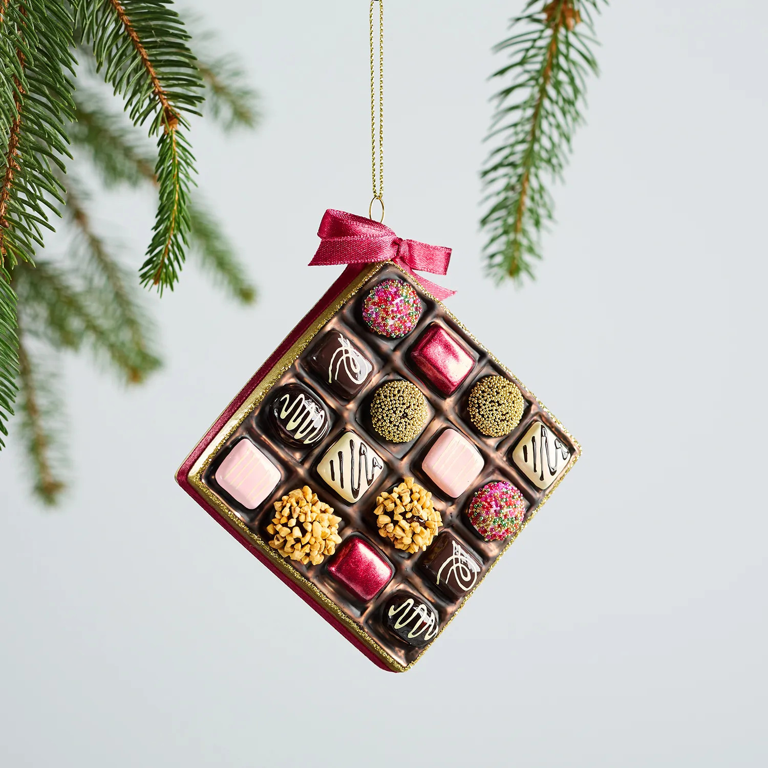 Sur La Table Chocolate Box Glass Ornament, 3.25" | Sur La Table