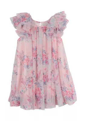 Rare Editions Girls 4-6x Floral Printed Mesh Float Dress | Belk