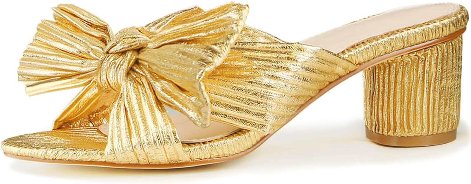 MUCCCUTE Women's Bow Knot Heeled Sandals Ankle Buckle Strap Chunky Heeled Open-toe Comfortable We... | Amazon (US)