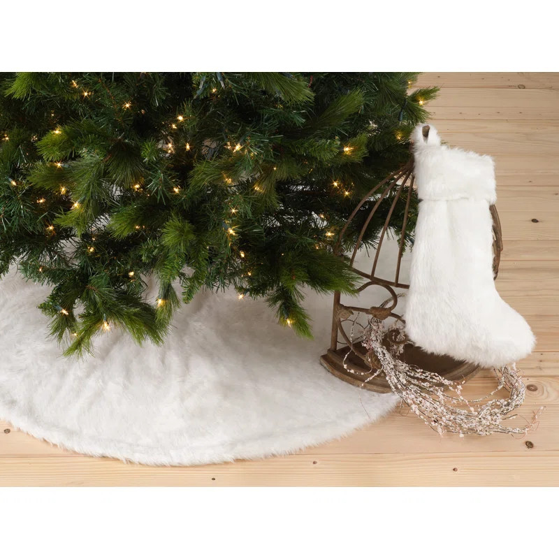 Ramage Noël Blanc Faux Fur Design White Holiday Christmas Stocking | Wayfair North America
