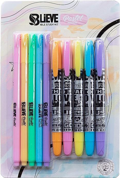 BLIEVE- Bible Study Kit Pastel Edition With Bible Highlighters And Fineliners, Pastel Highlighter... | Amazon (US)